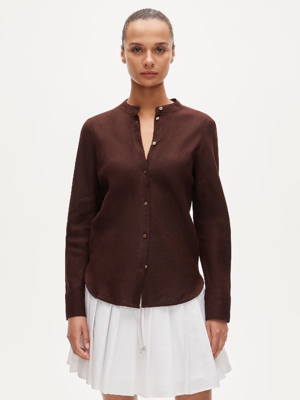 J.Crew Bias-cut 100% Linen Button Up Top sz 8 Smoked Walnut Brown